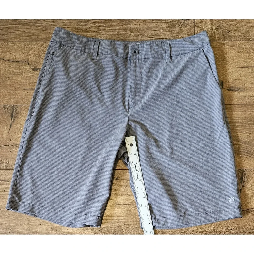 Hang Ten Shorts Men's 36 Gray Flat Front Chino Performance Polyester (35x10.5)